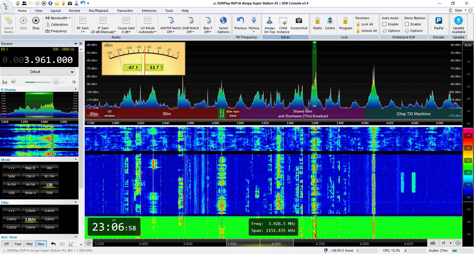 RF Gain 3,5,7 while QRV 3961kHz...
