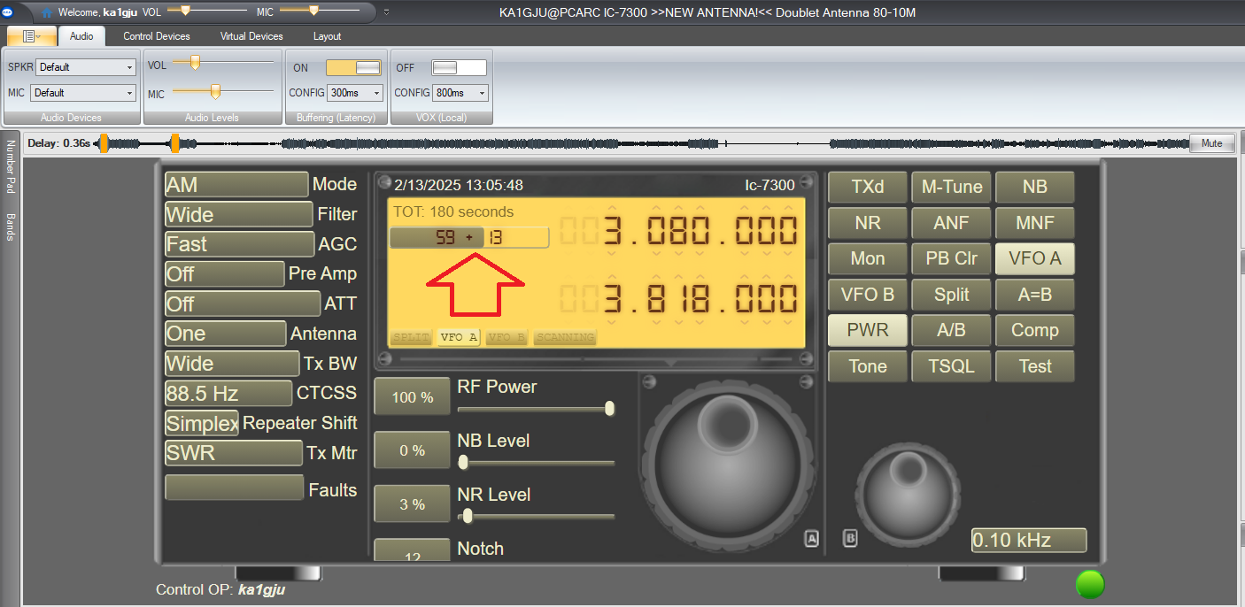 WPKX Harmonic as heard on IC-7300 with 80M doublet antenna