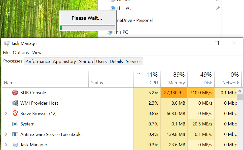 SDR Console Memory Leak when Minimized BUG 03-05-2025_01 CR.png