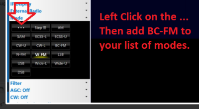 Click on the three dots to add/remove modes.